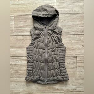 Women's Quilted Hooded Vest - Taupe
